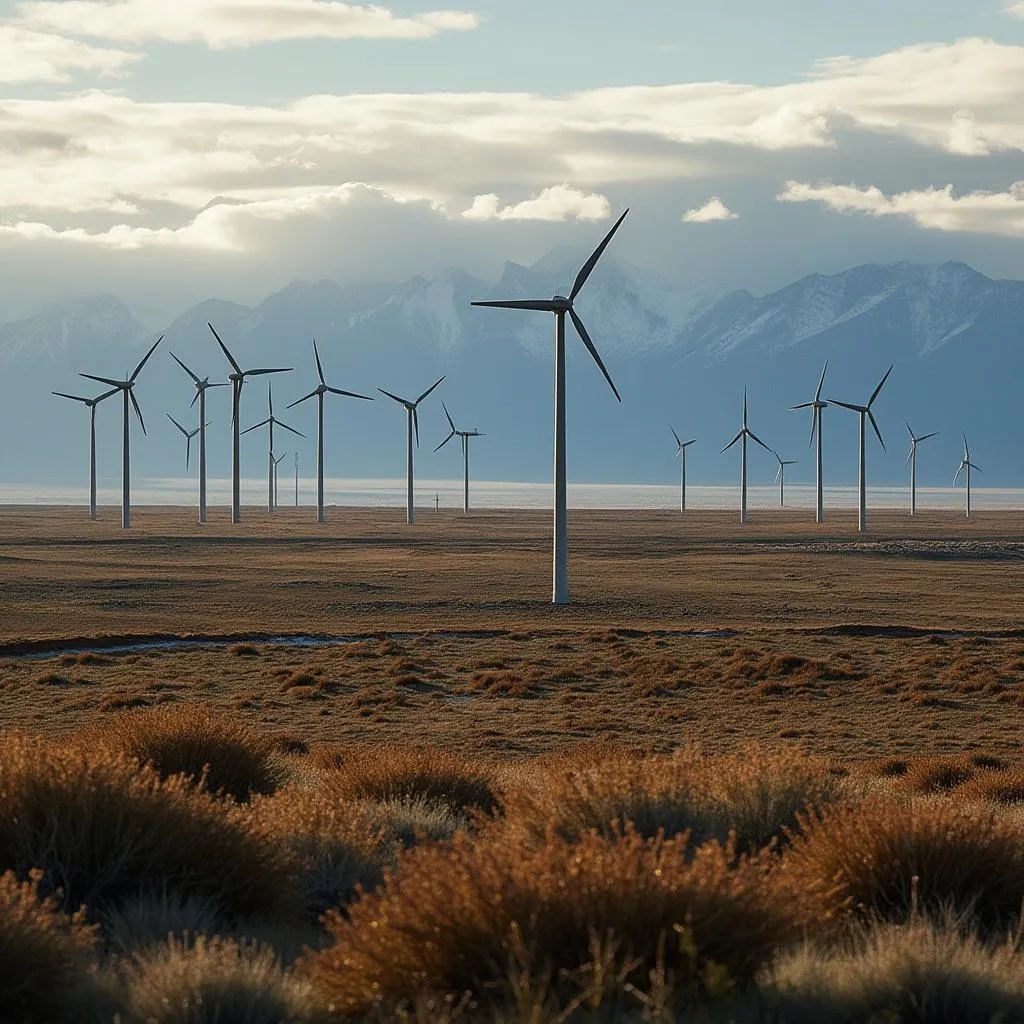 Molinos de viento en la Patagonia